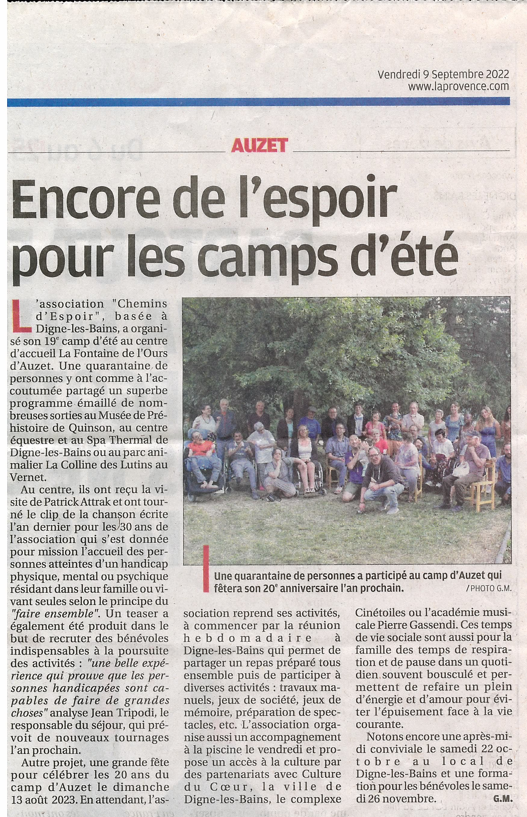 article provence 09-22 chemin espoir