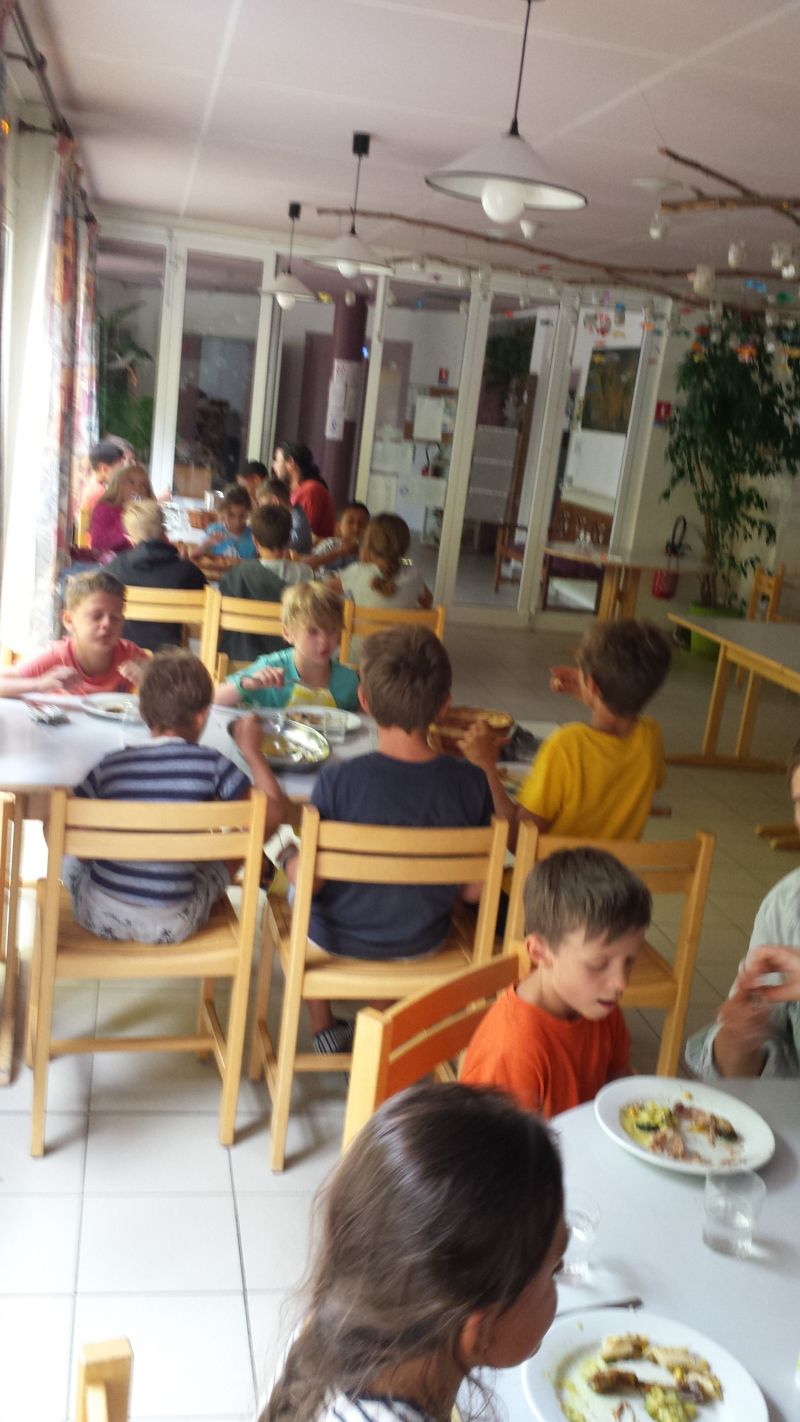 les-enfants-de-la-colo-apprenante-pour-leur-premier-repas-bio-à-la-fontaine-de-l'ours